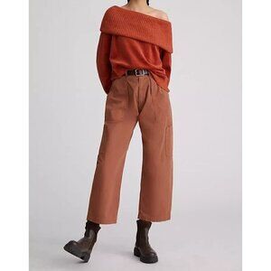 ANTHROPOLOGIE PULLOVER Modern Minimalist Burnt Orange Knit Sweater Size XS